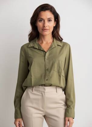Chemisier coupe droite manches longues vert AMOUR femme