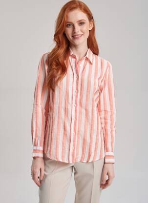 Chemisier coupe droite manches longues orange HARTFORD femme