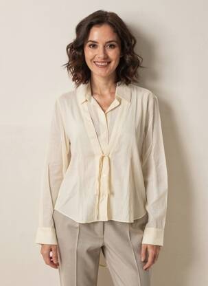 Chemisier coupe cintrée manches longues beige YAYA femme