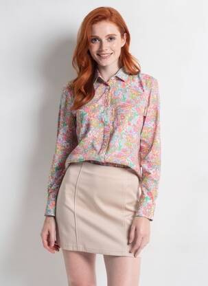 Chemisier imprimé fleurs manches longues rose HARTFORD femme