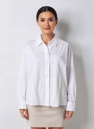 Chemisier coupe droite manches longues blanc YAYA femme