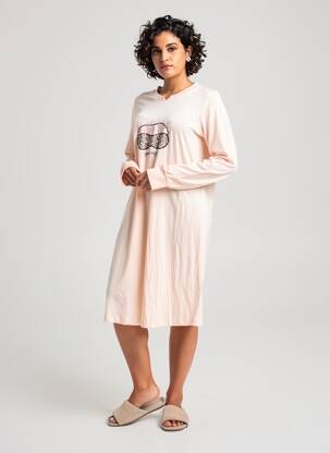 Chemise de nuit col v rose RINGELLA femme