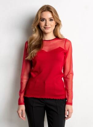 Pull coupe cintrée manches longues rouge MORETTA femme