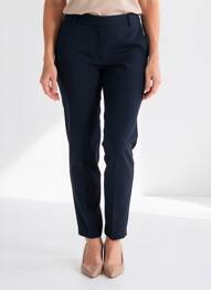 Pantalon droit tissage popeline taille normale bleu EVA KAYAN femme