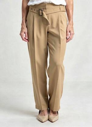 Pantalon droit tissage popeline taille normale marron EVA KAYAN femme