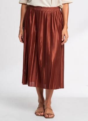 Jupe longue coupe droite marron C'EST BEAU LA VIE femme