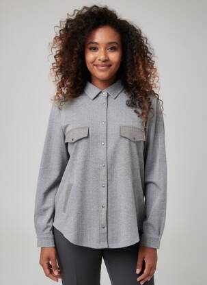 Veste casual coupe droite gris EVA KAYAN femme
