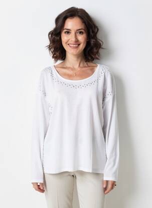 T-shirt manches longues manches longues blanc EVA KAYAN femme