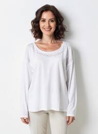 T-shirt manches longues manches longues blanc EVA KAYAN femme
