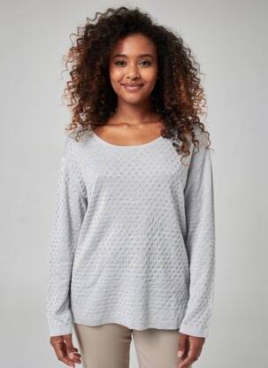 Pull coupe droite manches longues gris FUEGO WOMAN femme
