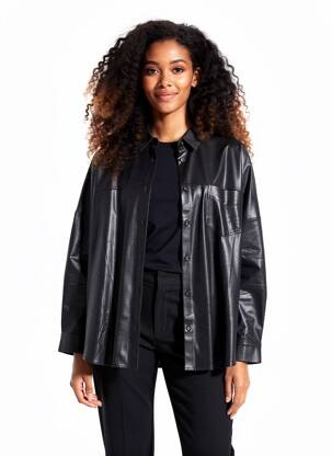 Chemisier coupe droite manches longues noir EVA KAYAN femme