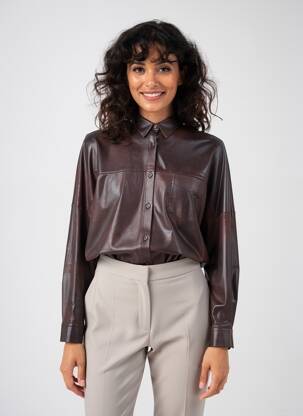 Chemisier coupe droite manches longues marron EVA KAYAN femme