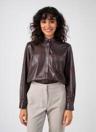 Chemisier coupe droite manches longues marron EVA KAYAN femme