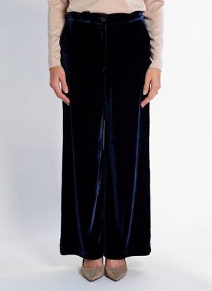 Pantalon large fermeture zippée sous rabat boutonné taille normale bleu JANE BLUE femme