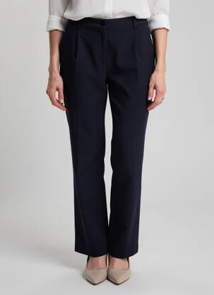 Pantalon droit tissage crêpe taille normale bleu DENIM STUDIO femme