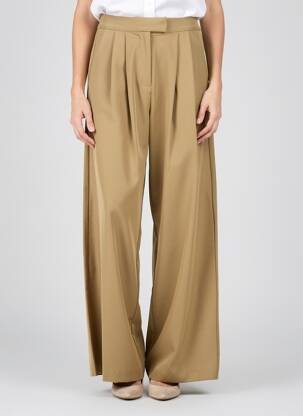 Pantalon large tissage popeline taille normale marron TANTÄ femme