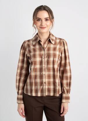 Chemisier coupe cintrée manches longues marron YERSE femme