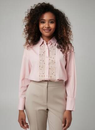 Chemisier coupe cintrée manches longues rose FIVE femme