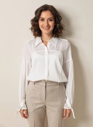 Chemisier coupe cintrée manches longues blanc HANA SAN femme