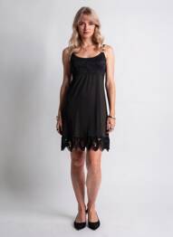 Robe courte col rond fines bretelles noir CREAM femme