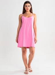 Robe courte col rond fines bretelles rose ZILCH femme