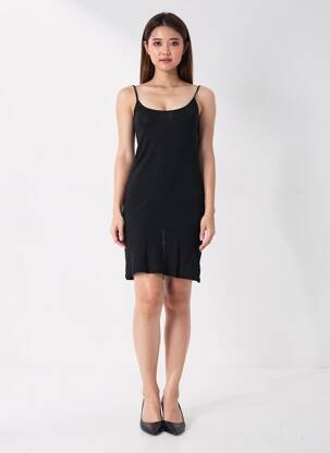 Robe mi-longue col rond fines bretelles noir AMERICAN VINTAGE femme