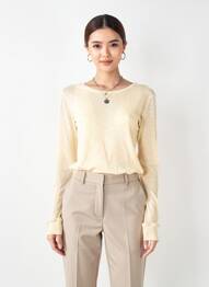 T-shirt manches longues manches longues beige AMERICAN VINTAGE femme