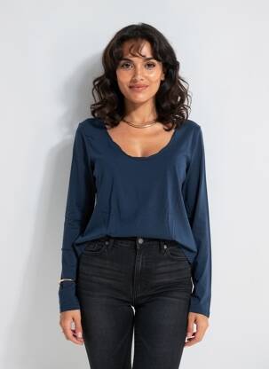 T-shirt manches longues manches longues bleu AMERICAN VINTAGE femme
