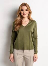 Pull tissage chiné manches longues vert HARTFORD femme