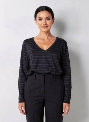 T-shirt manches longues manches longues noir MAJESTIC FILATURES femme