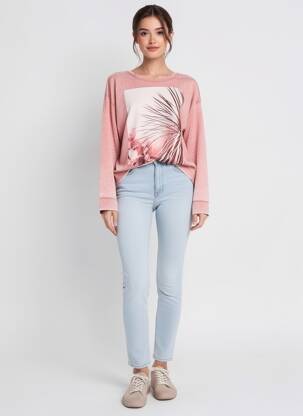 Sweat-shirt stretch manches longues rose MAISON SCOTCH femme