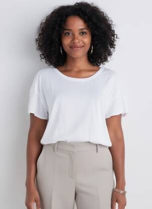 T-shirt stretch manches courtes blanc AMERICAN VINTAGE femme
