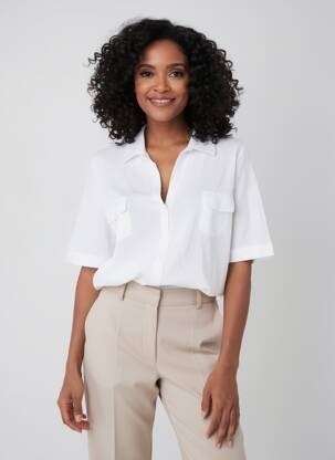 Chemisier coupe cintrée manches courtes blanc AMERICAN VINTAGE femme