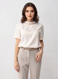 Top imprimé fantaisie manches courtes beige YAYA femme