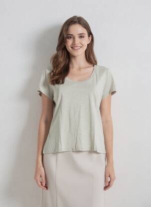 T-shirt stretch manches courtes vert AMERICAN VINTAGE femme
