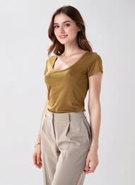 T-shirt stretch manches courtes vert AMERICAN VINTAGE femme