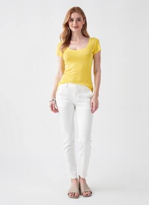 T-shirt stretch manches courtes jaune AMERICAN VINTAGE femme