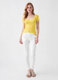 T-shirt stretch manches courtes jaune AMERICAN VINTAGE femme