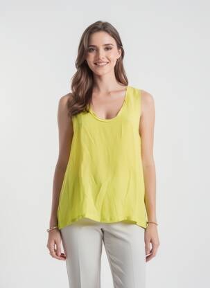 Top coupe fluide sans manche vert AMERICAN VINTAGE femme