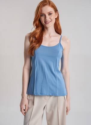 Top tissage jersey fines bretelles bleu ZILCH femme