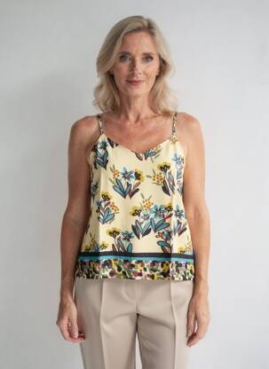 Top manches bretelles ajustables fines bretelles beige TOUPY femme