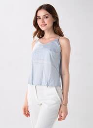Top stretch fines bretelles bleu YAYA femme