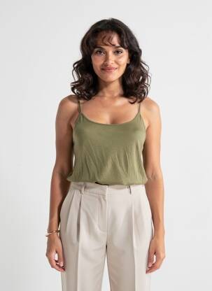 Top tissage jersey fines bretelles vert AMERICAN VINTAGE femme
