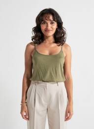 Top tissage jersey fines bretelles vert AMERICAN VINTAGE femme