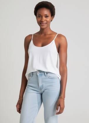 Top tissage jersey fines bretelles blanc AMERICAN VINTAGE femme