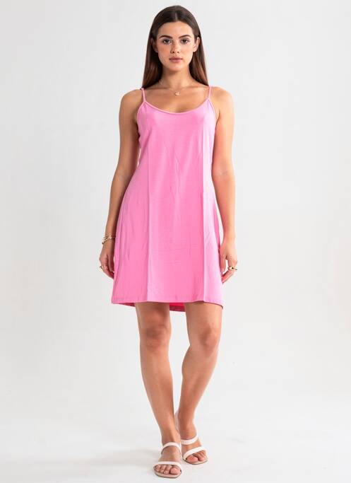 Robe courte col rond fines bretelles rose ZILCH femme
