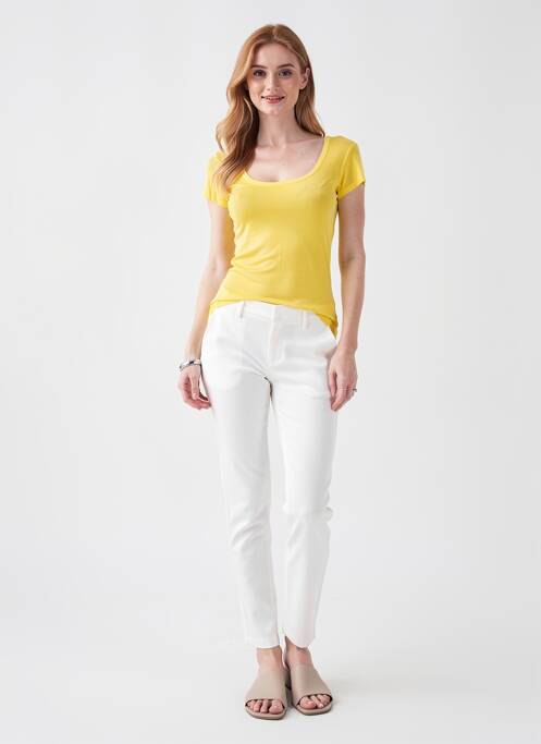 T-shirt stretch manches courtes jaune AMERICAN VINTAGE femme