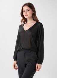 Pull col v manches longues argent KOCCA femme