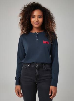 T-shirt manches longues manches longues bleu FIVE femme