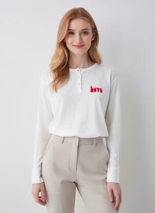 T-shirt manches longues manches longues blanc FIVE femme